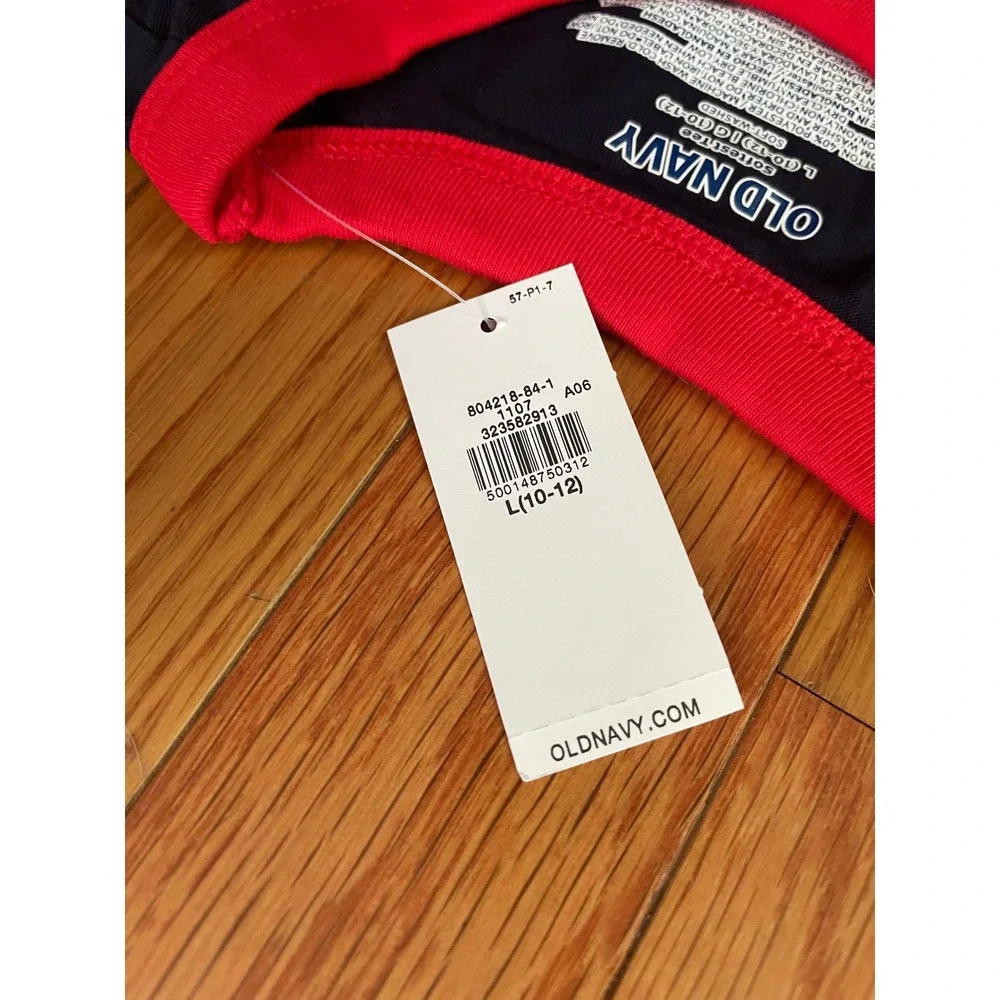 Old Navy Softest Tee Navy Blue Red Ringer‎ Sunset Truck Graphic Shirt L 10-12